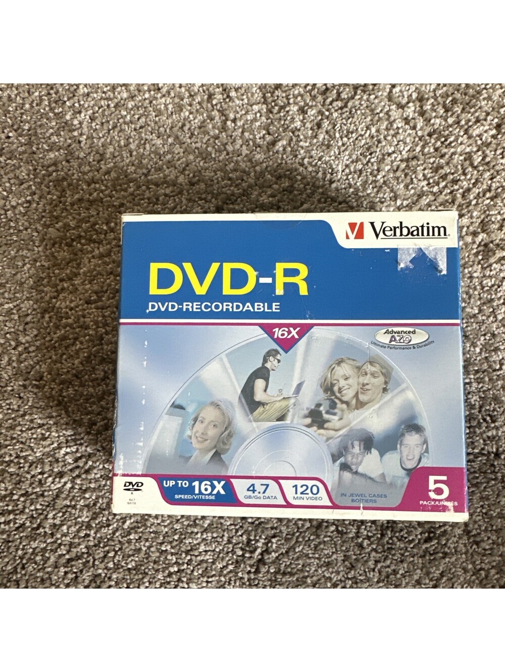 NEW 5PK Verbatim DVD+R 16x Speed 4.7GB Data/Media Storage Jewel Case Blank Discs
